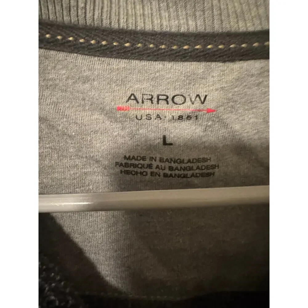 Arrow 1851 Men’s Large Quarter-Zip Pullover Sweatshirt Charcoal Gray